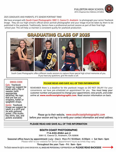 Senior Portrait Flyer Front-Side (English)